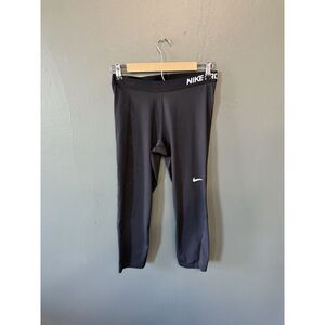 Nike Pro Womens Black Compression Cropped Baselayer Pants Size Large